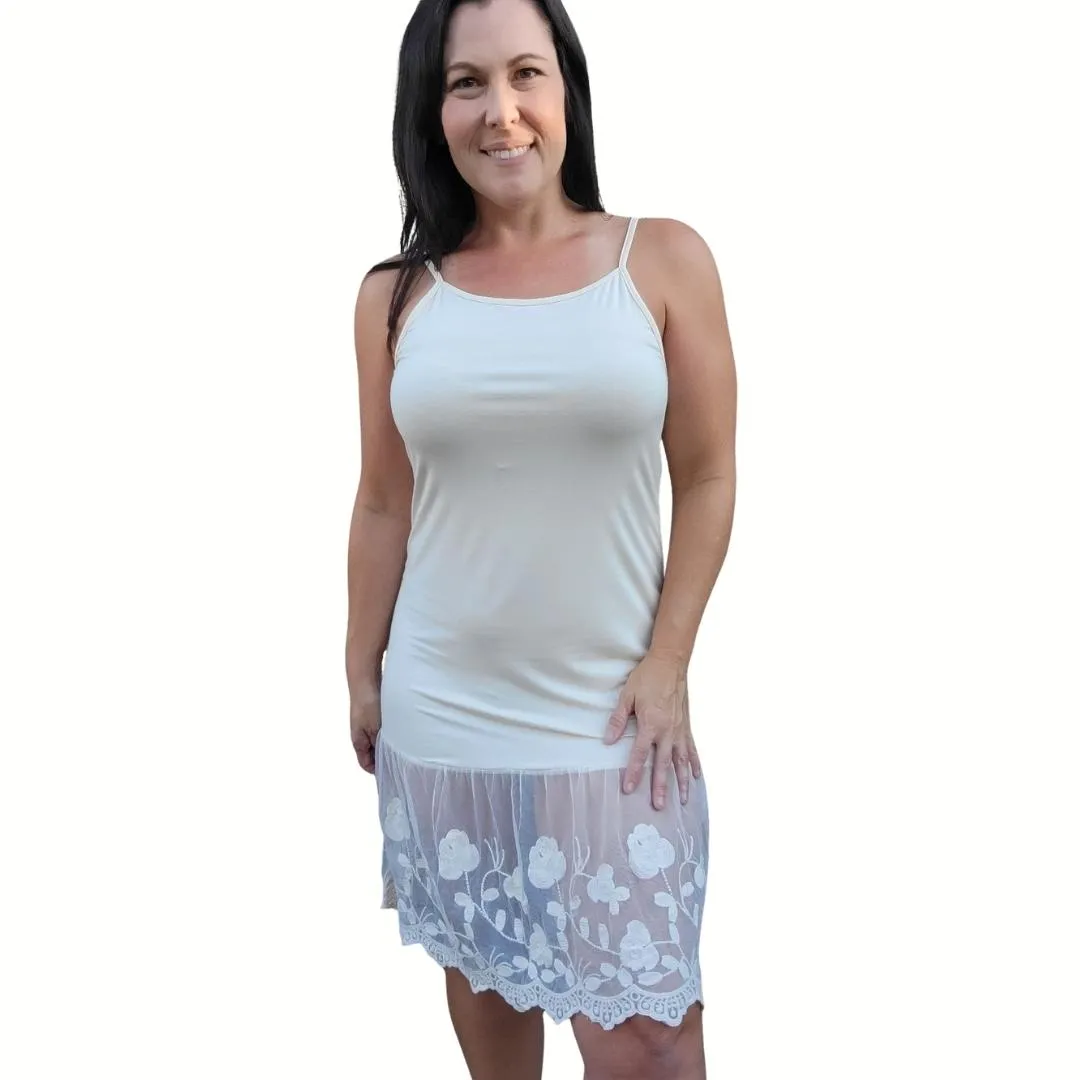 Stop and Smell the Roses Taupe Beige Lace Dress Extender
