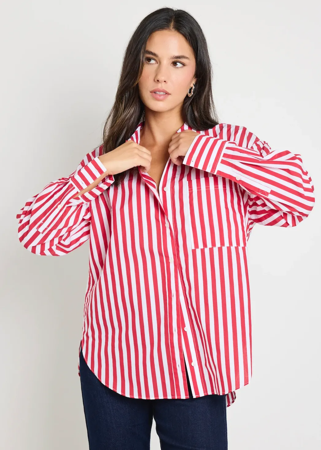 STORIES BE TOLD You Got This Stripe Oversized Shirt - Red/White