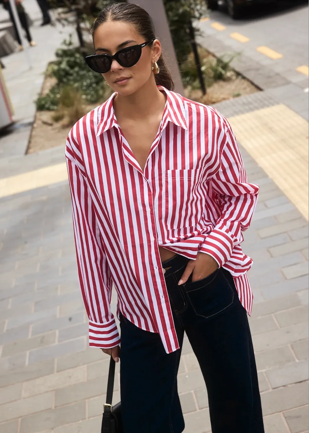 STORIES BE TOLD You Got This Stripe Oversized Shirt - Red/White