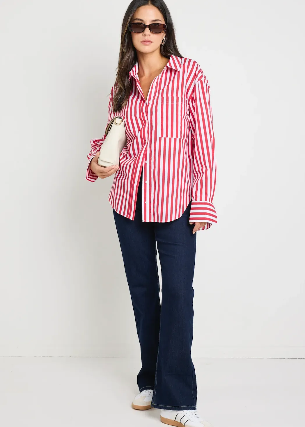 STORIES BE TOLD You Got This Stripe Oversized Shirt - Red/White
