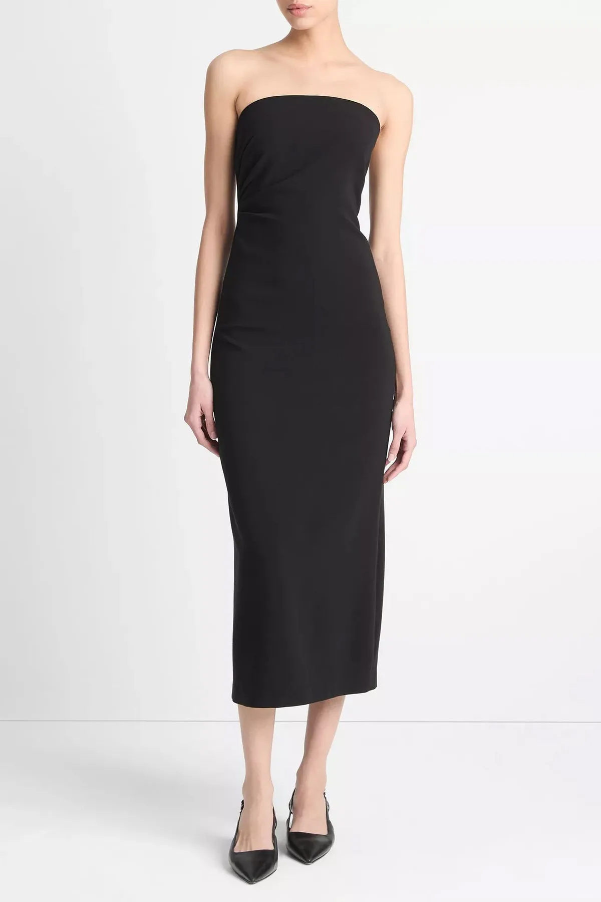 Strapless Draped Dress in Black