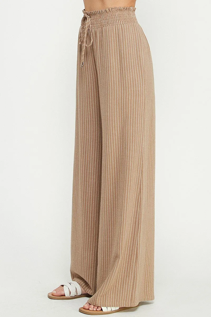 striped linen smocked pants