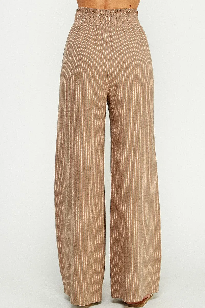 striped linen smocked pants
