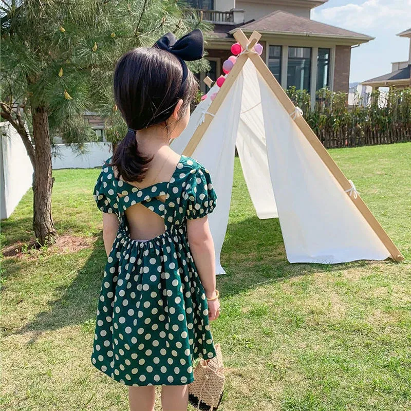 Summer Girls' Dress 2022 New Puff Sleeve Casual Cartoon Party Princess Dress Cute Children's Wear Baby Kids Girls Clothing
