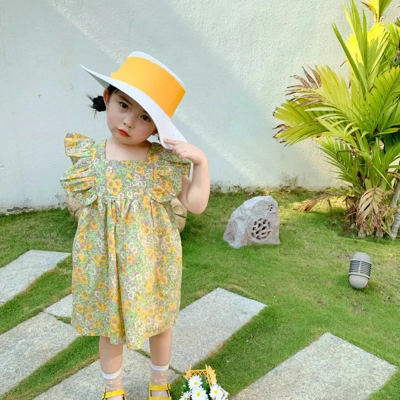 Summer Girls' Dress 2022 New Puff Sleeve Casual Cartoon Party Princess Dress Cute Children's Wear Baby Kids Girls Clothing