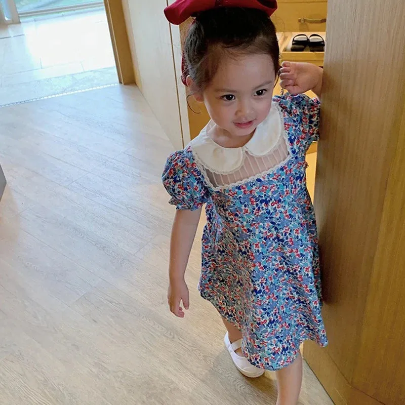 Summer Girls' Dress 2022 New Puff Sleeve Casual Cartoon Party Princess Dress Cute Children's Wear Baby Kids Girls Clothing