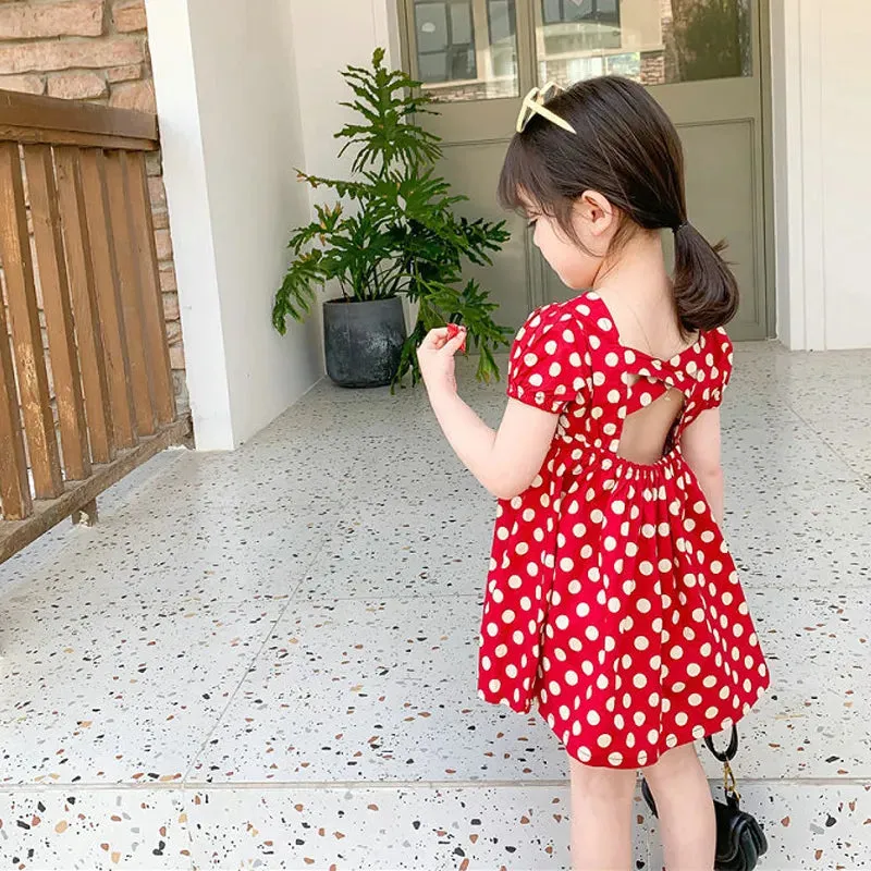 Summer Girls' Dress 2022 New Puff Sleeve Casual Cartoon Party Princess Dress Cute Children's Wear Baby Kids Girls Clothing