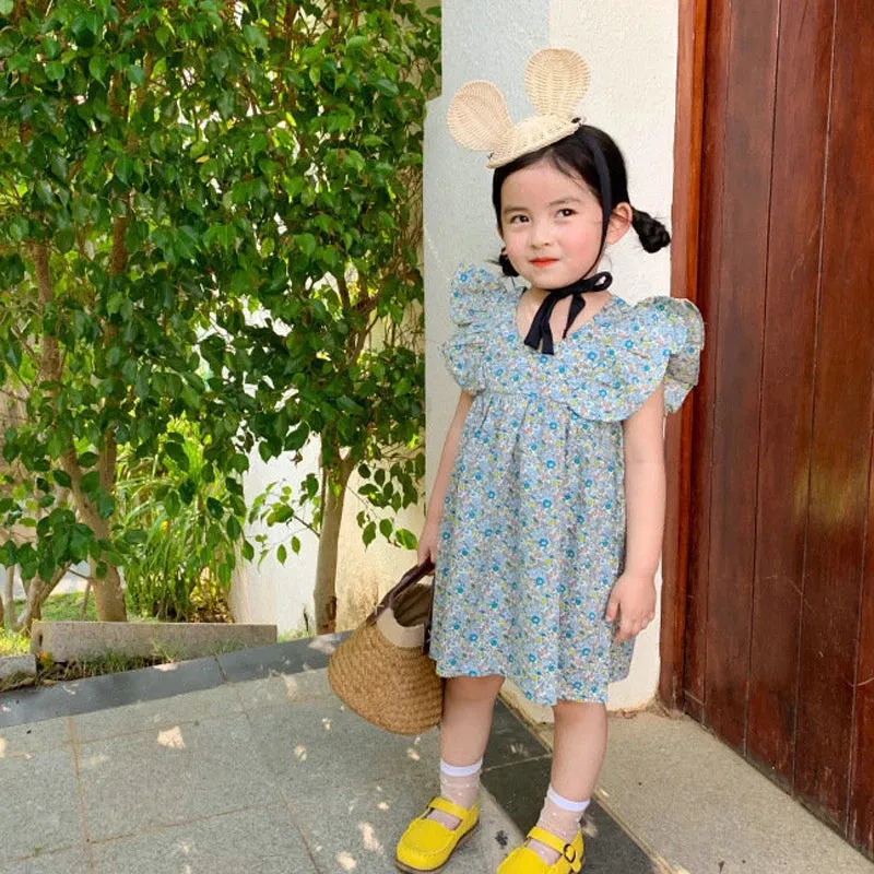 Summer Girls' Dress 2022 New Puff Sleeve Casual Cartoon Party Princess Dress Cute Children's Wear Baby Kids Girls Clothing
