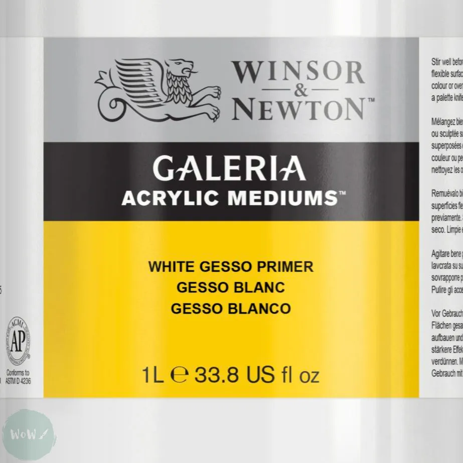 SURFACE PREPARATION -  Gesso Primer - Winsor & Newton GALERIA – WHITE - 1 Litre