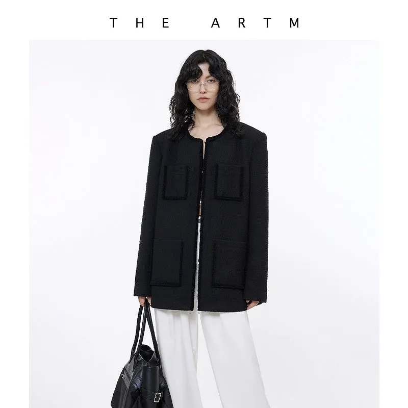 Textured Round Neck Jacket