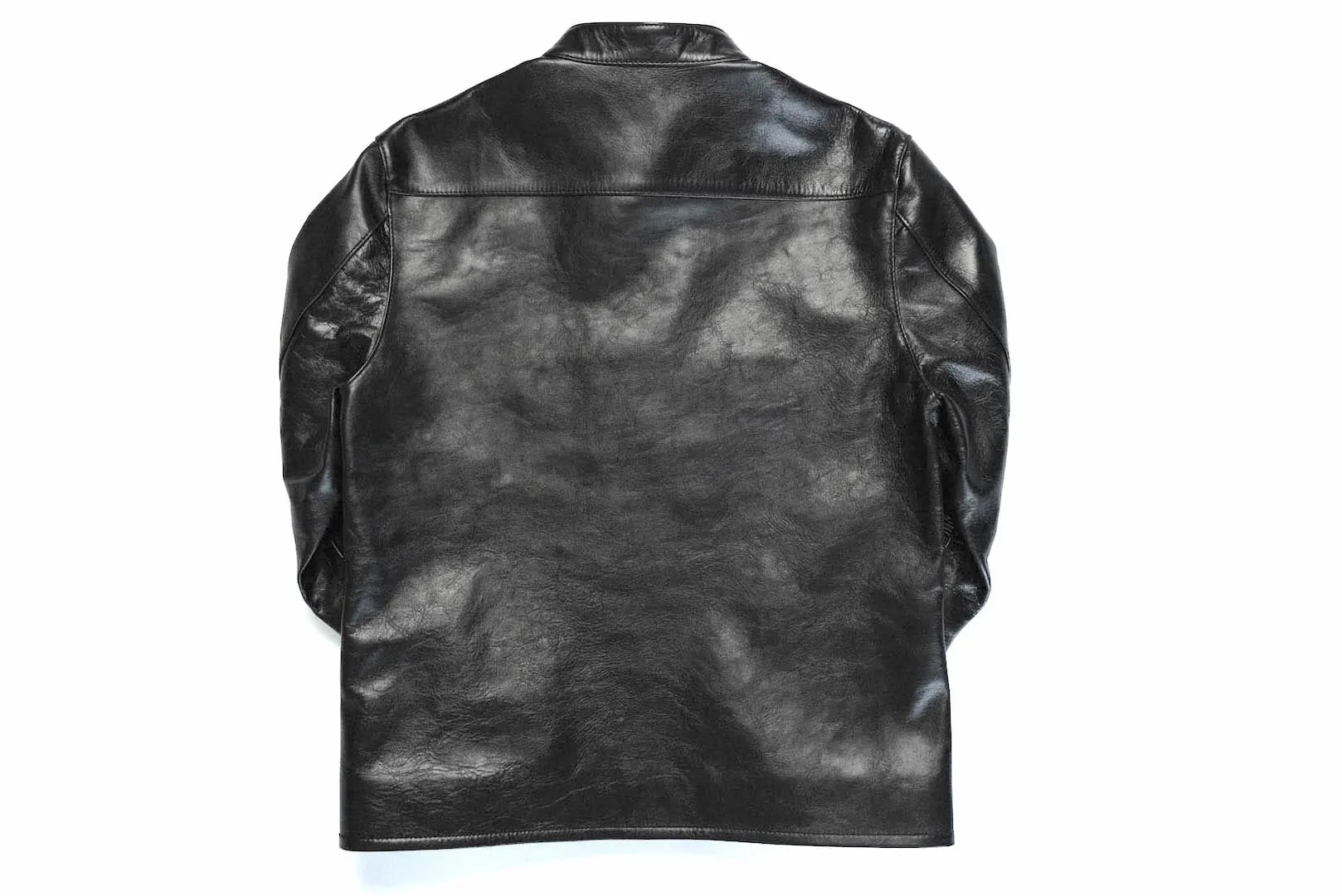 The Flat Head 'Ultimate' Horsehide Stand Collar Single Riders Jacket (Black Tea-Cored)