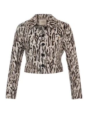 THEO Tyche Jacquard Shrunken Jacket in Leopard
