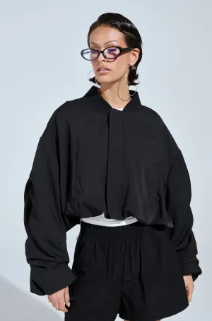 TREY RUCHED SLEEVE BOMBER