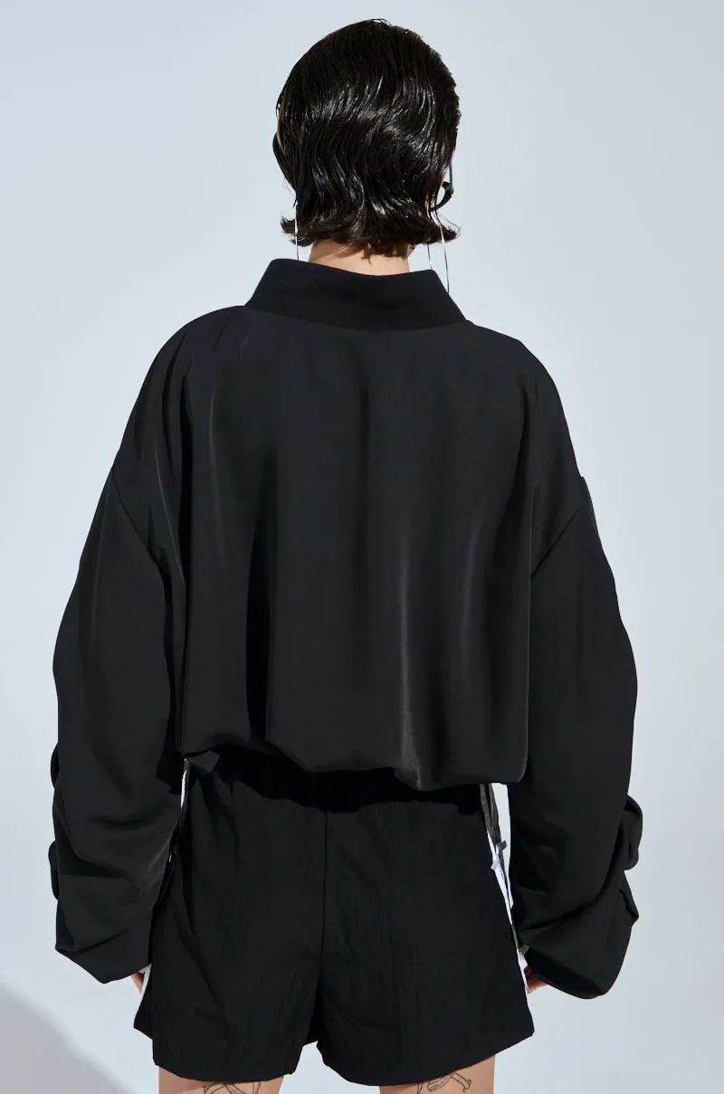TREY RUCHED SLEEVE BOMBER