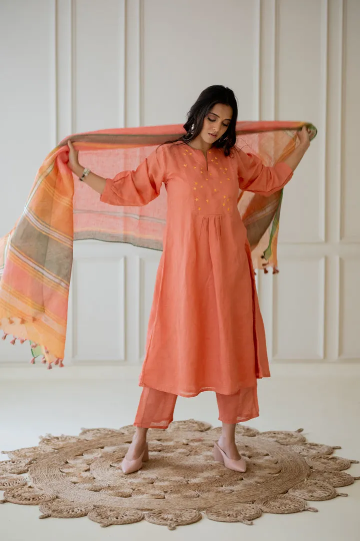 Tropical Apricot Kurta Set