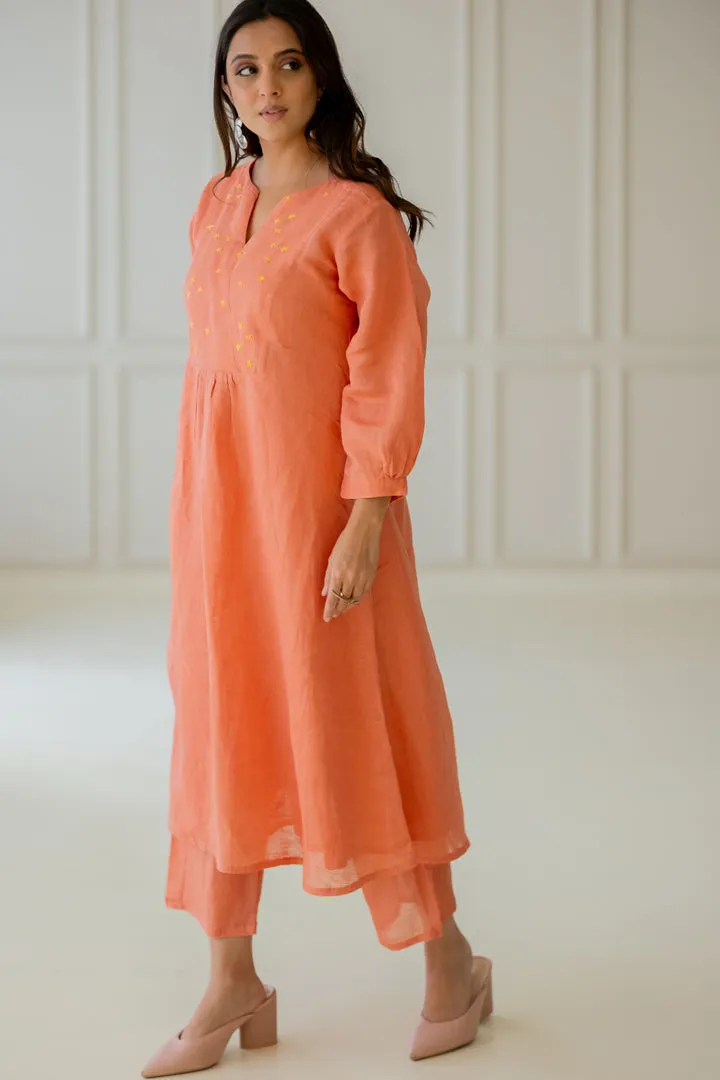 Tropical Apricot Kurta Set