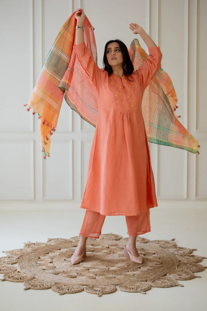 Tropical Apricot Kurta Set