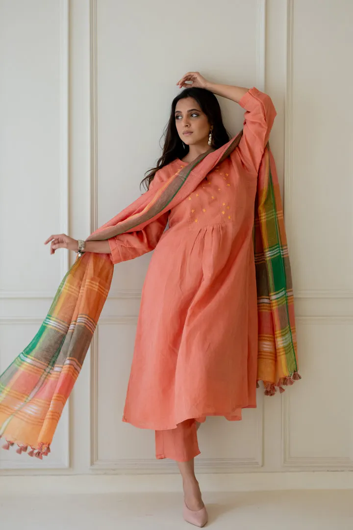 Tropical Apricot Kurta Set