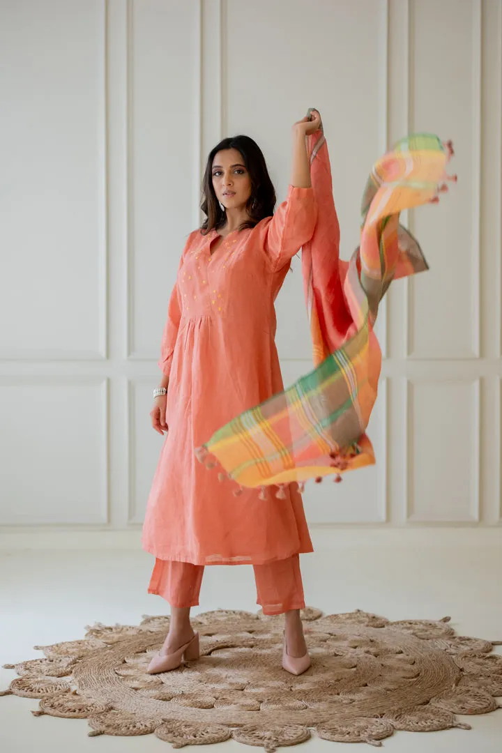 Tropical Apricot Kurta Set