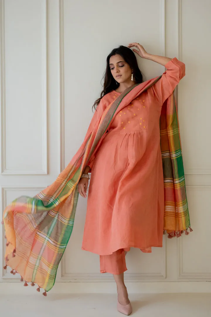 Tropical Apricot Kurta Set