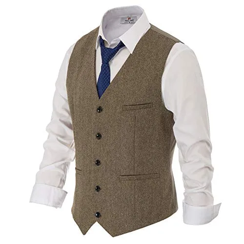 Tweed Herringbone Vest for Men