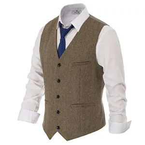 Tweed Herringbone Vest for Men