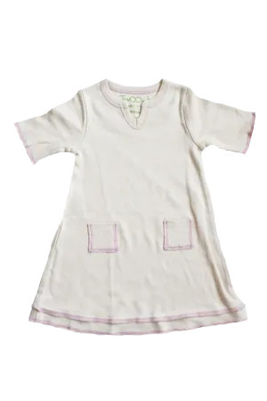TwOOwls Natural/Pink Baby Tunic Dress -100% organic cotton