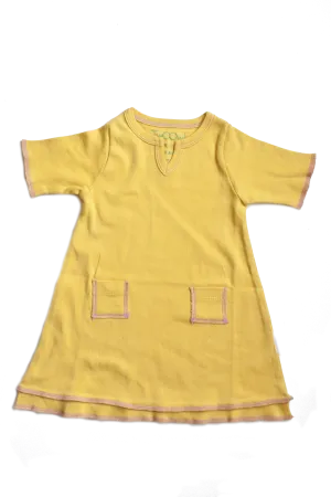 TwOOwls Yellow/Pink Baby Tunic Dress -100% organic cotton