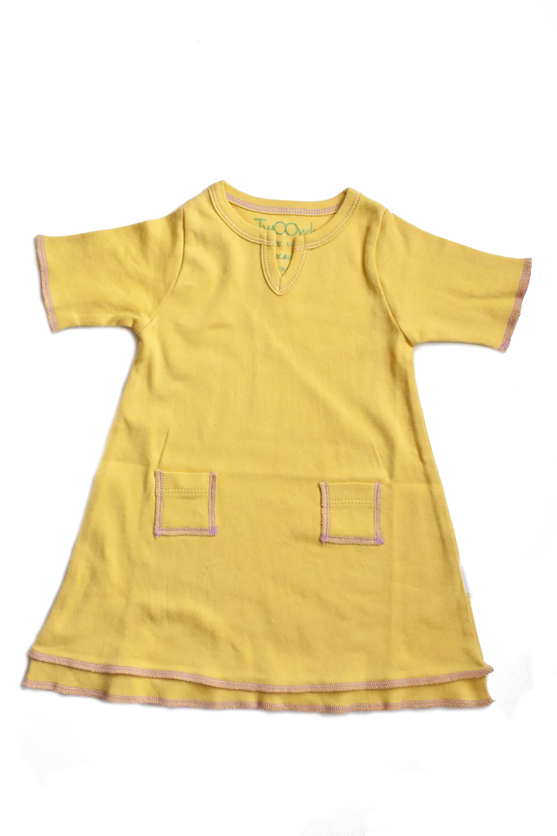 TwOOwls Yellow/Pink Baby Tunic Dress -100% organic cotton