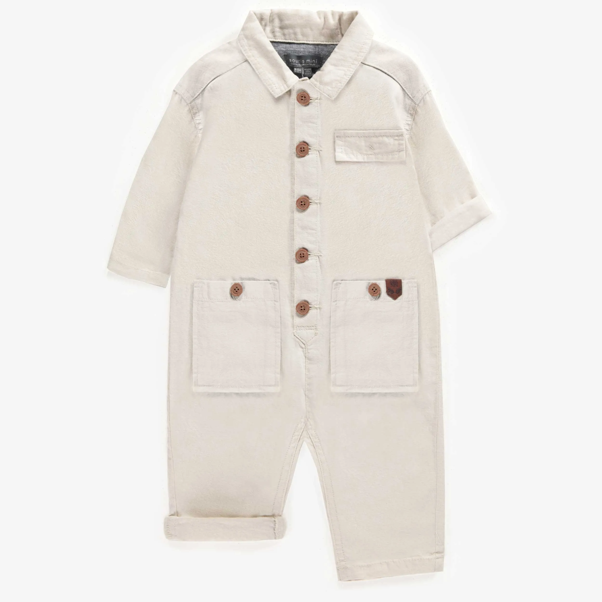Une-pièce crème en lin, bébé  || Cream one piece in linen, baby