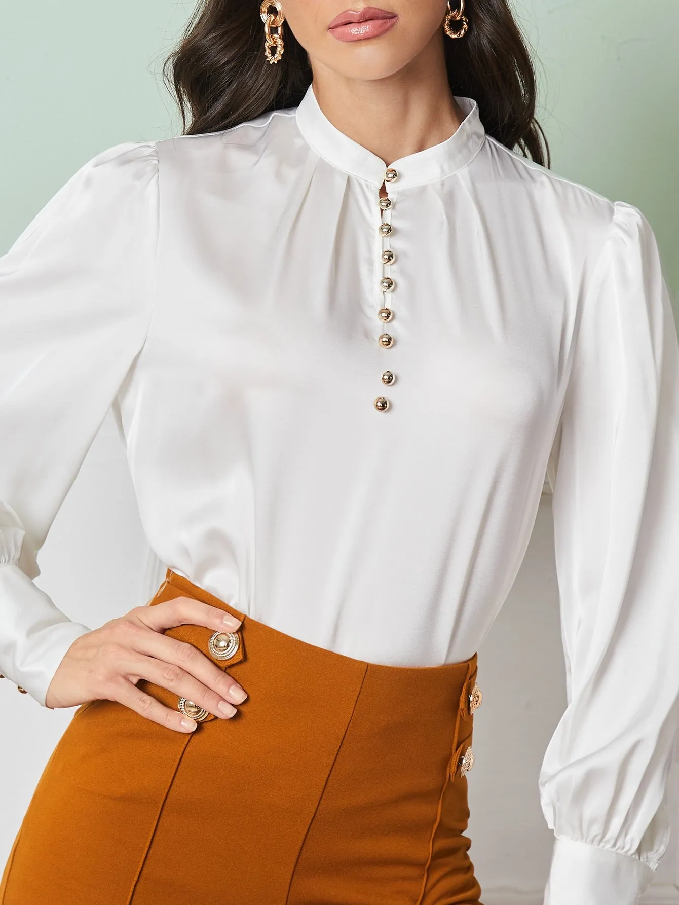 V Neck button front top&Seam Front Flare Leg Pants ( clearance sale