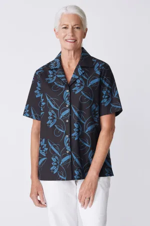 Vacation Shirt - Lotus Print Blue