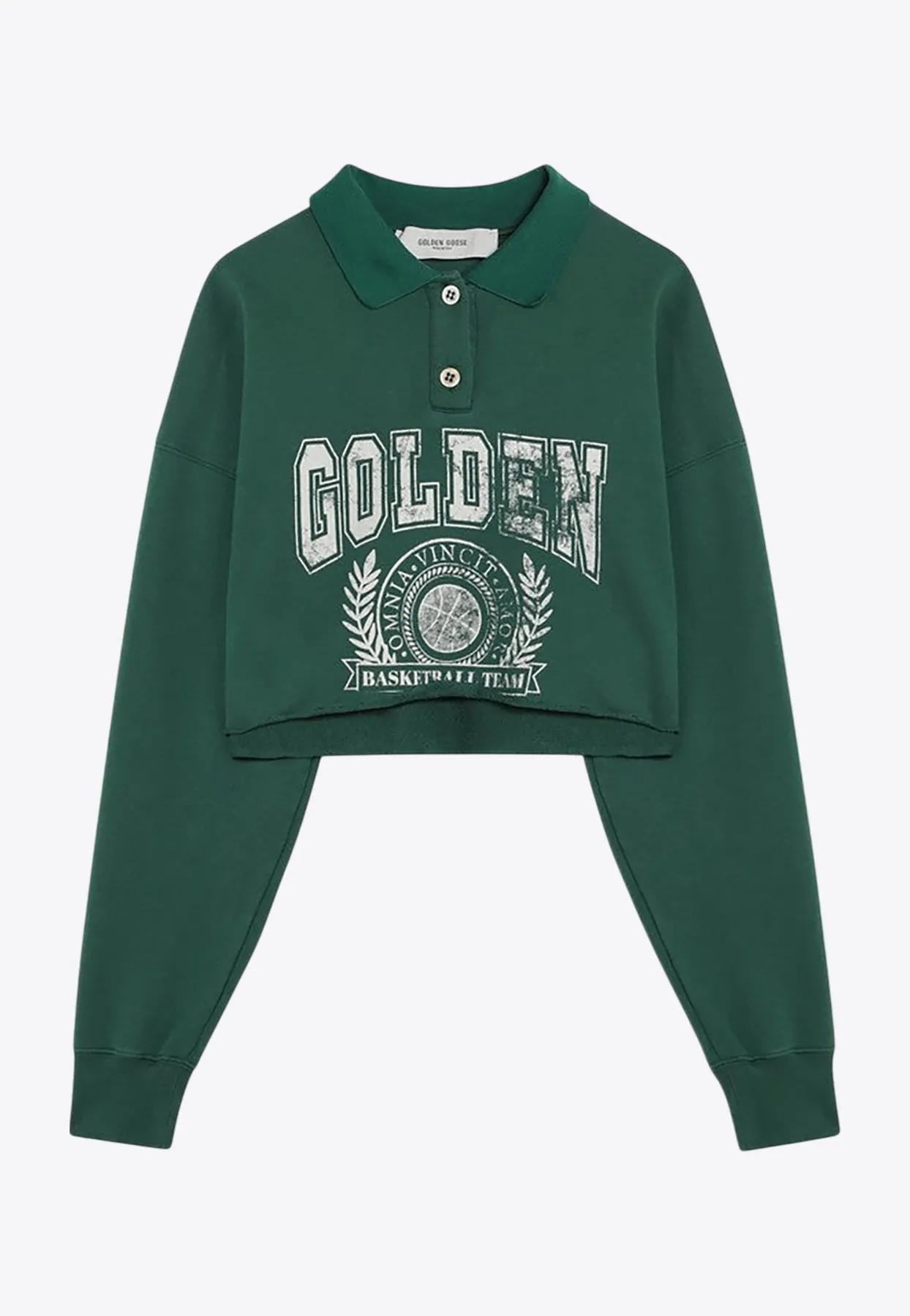 Varsity Logo Cropped Polo Sweatshirt