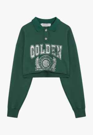 Varsity Logo Cropped Polo Sweatshirt