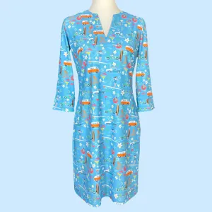 Vero Beach Tunic Dress in Good Vibrations Blue (Sample)