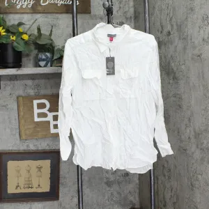 Vince Camuto Women's Two-Pocket Long Sleeve Flowy Rumple Top 9099060 White L
