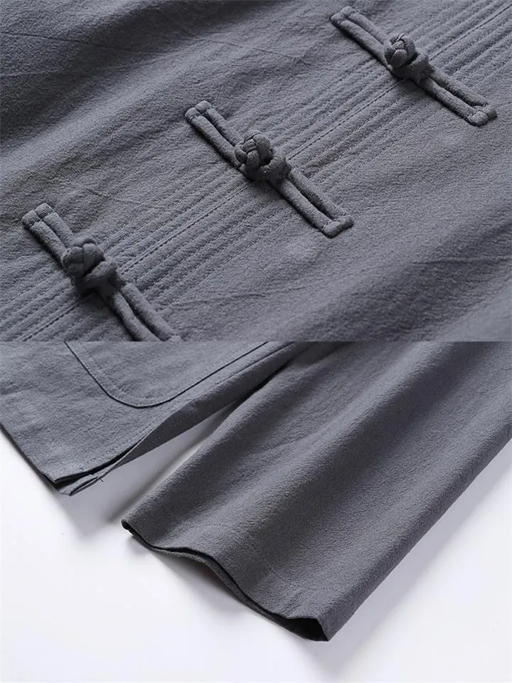 Vintage Style 3-Piece Outfit Retro Button Pocket Shirt   Elastic Waistband Pants