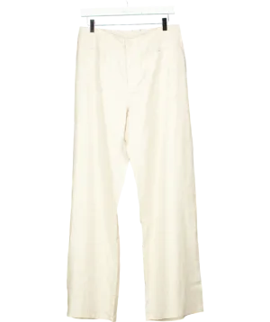 White Fox Beige Live It Up Linen Pants UK L