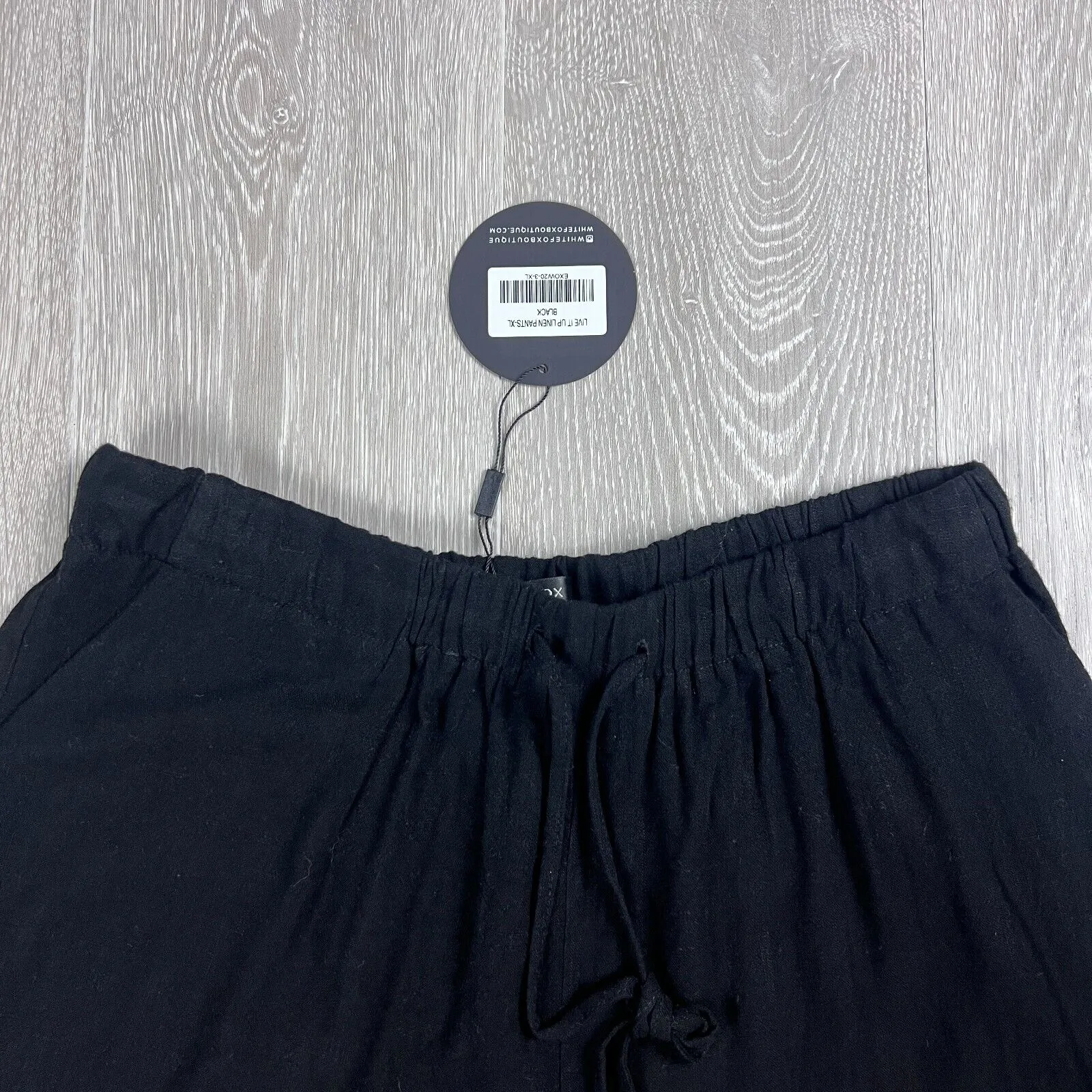 White Fox Womens Black Live It Up Linen Pants Size XL (New)