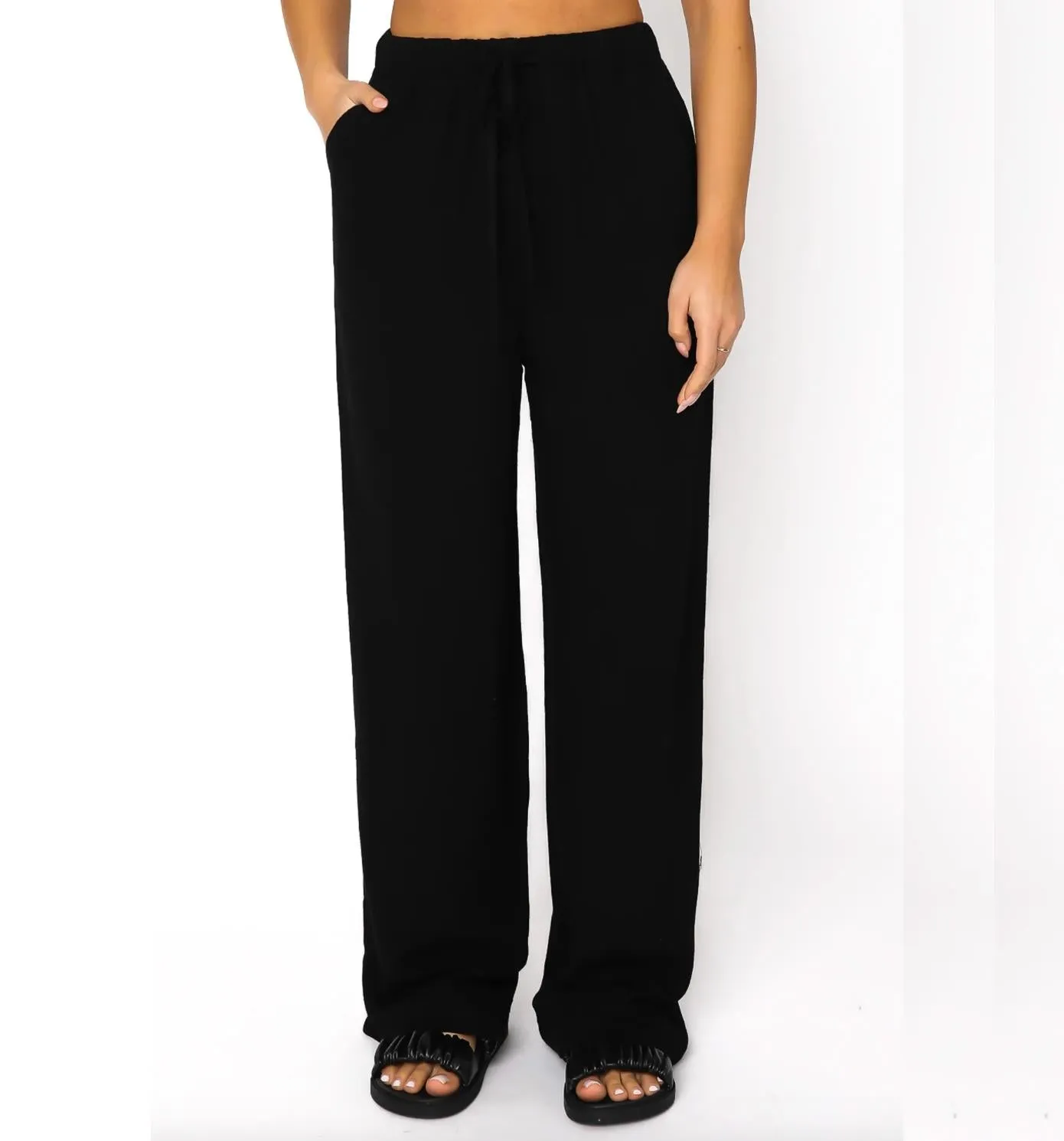 White Fox Womens Black Live It Up Linen Pants Size XL (New)