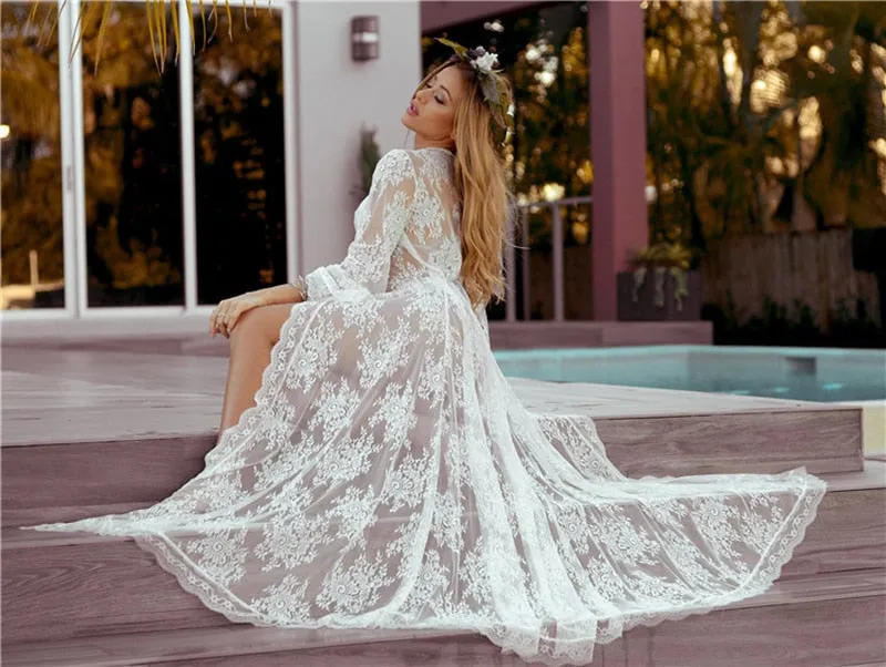 White Lace Cardigan Tunic
