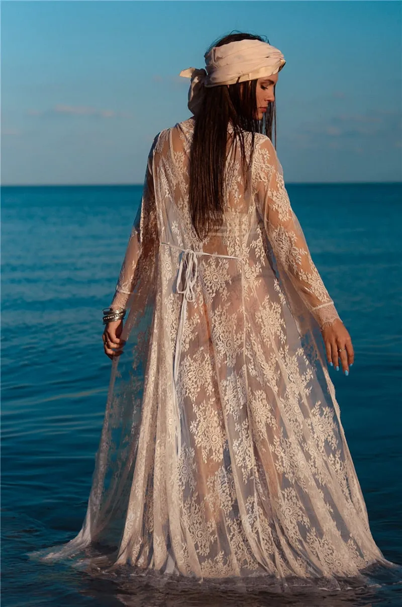White Lace Cardigan Tunic