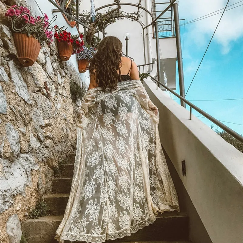 White Lace Cardigan Tunic