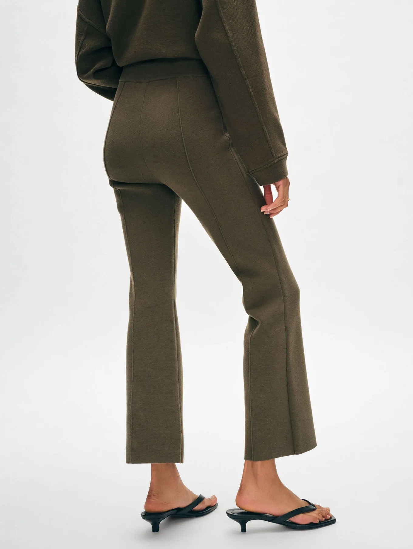 White   Warren - Superfine Organic Cotton Kick Flare Pant - Dark Sage