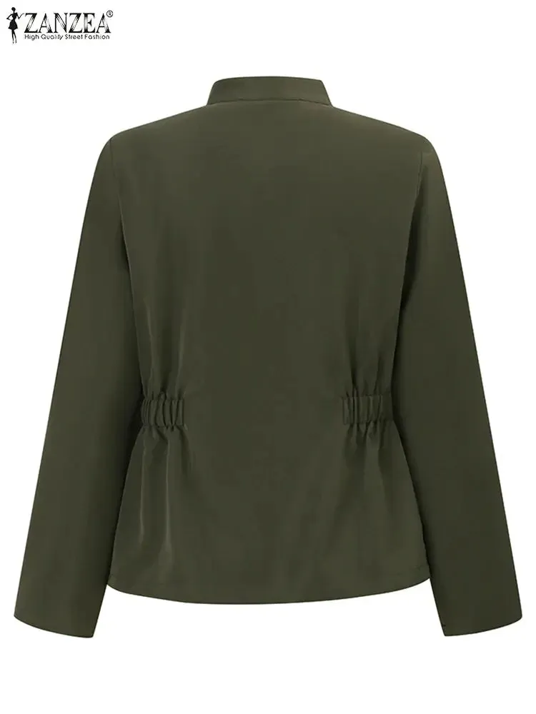 Women Jackets Autumn Vintage Casual Work Outwear Female Streetwear Caquetá Long Sleeve Solid Slim Fit Coats