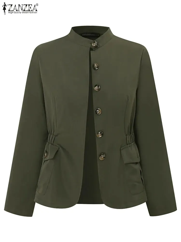 Women Jackets Autumn Vintage Casual Work Outwear Female Streetwear Caquetá Long Sleeve Solid Slim Fit Coats