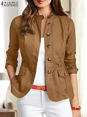 Women Jackets Autumn Vintage Casual Work Outwear Female Streetwear Caquetá Long Sleeve Solid Slim Fit Coats