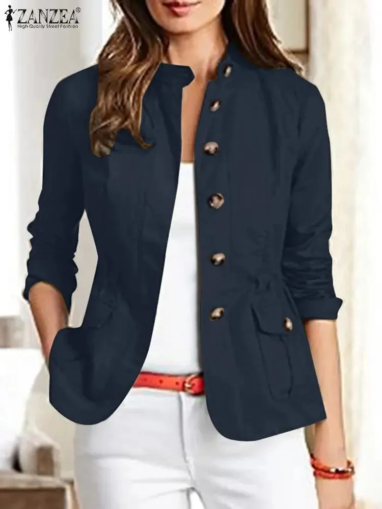 Women Jackets Autumn Vintage Casual Work Outwear Female Streetwear Caquetá Long Sleeve Solid Slim Fit Coats