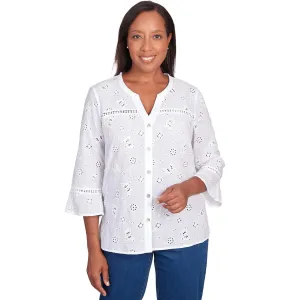 Women's Butterfly Eyelet Button Front Shirt - 48441