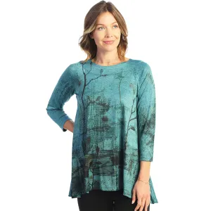 Women's Jess & Jane Jasmine Round-Neck Raglan Sleeve Tunic Teal